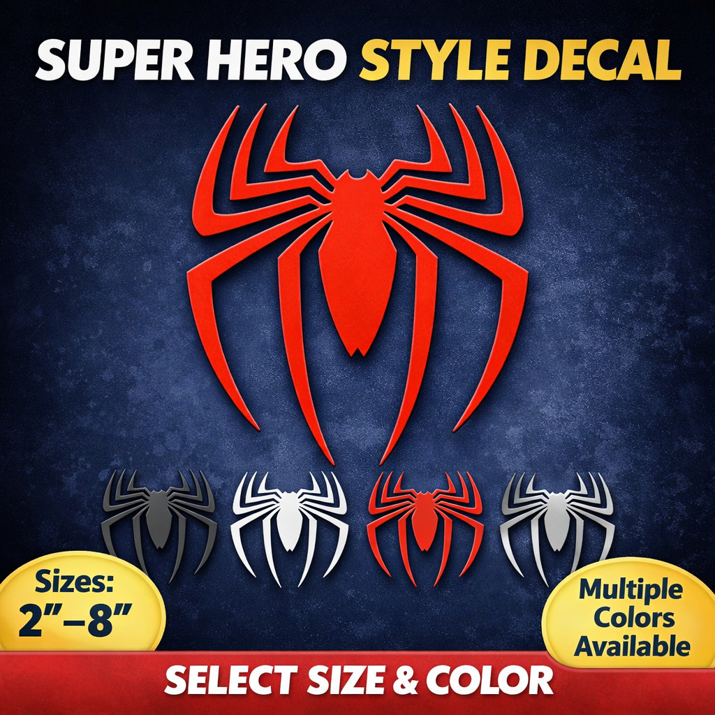 Spiderman Style Vinyl Decal Spider Inspired Logo Car Window Sticker 2″-8″
