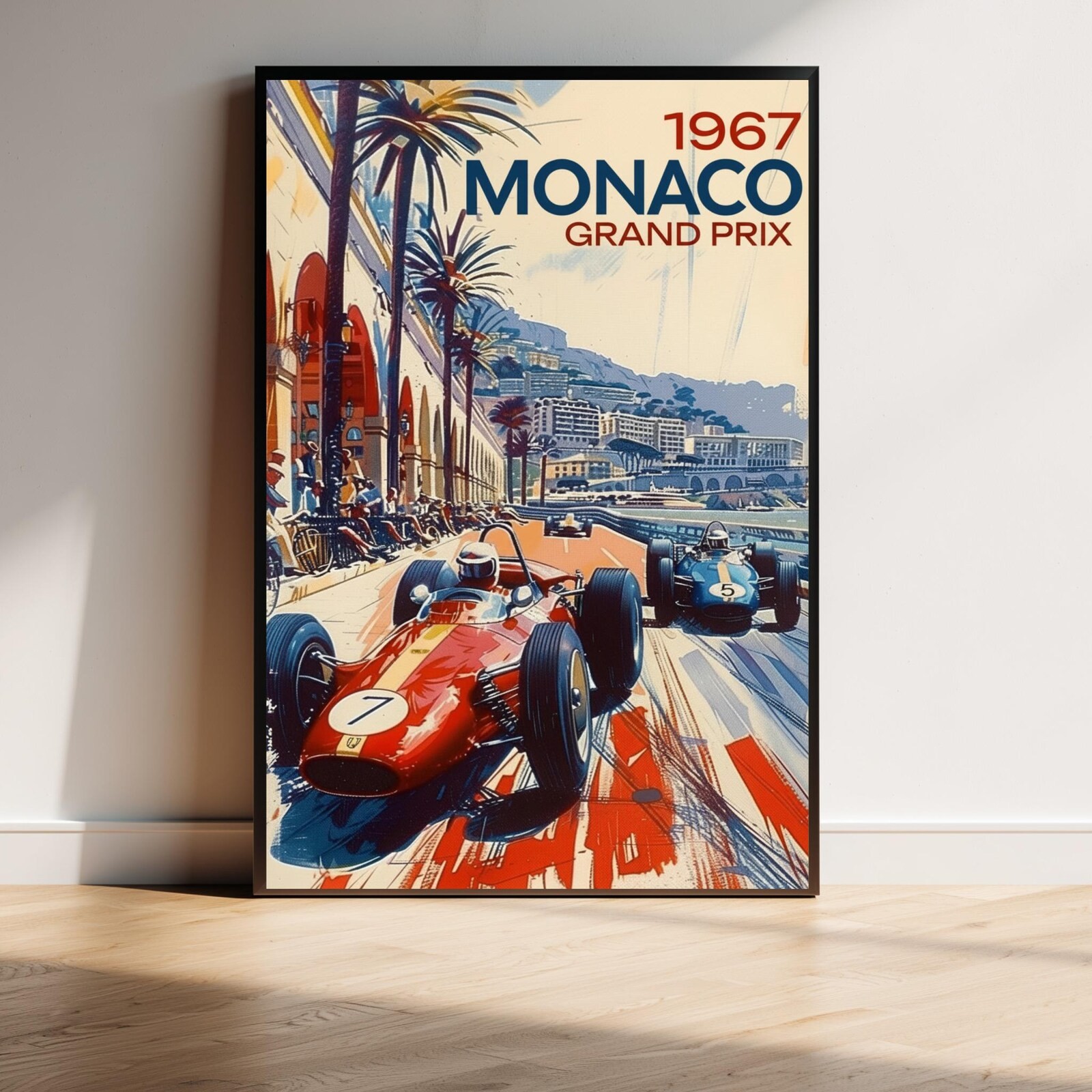 Vintage Monaco 1967 Racing Poster Canvas Retro Motorsport Wall Art Decor Print
