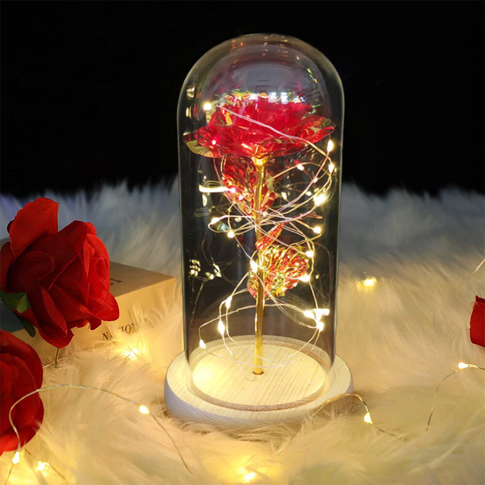Crystal Galaxy Enchanted LED Glass Forever Rose Valentine’s Day Home Dome Gifts