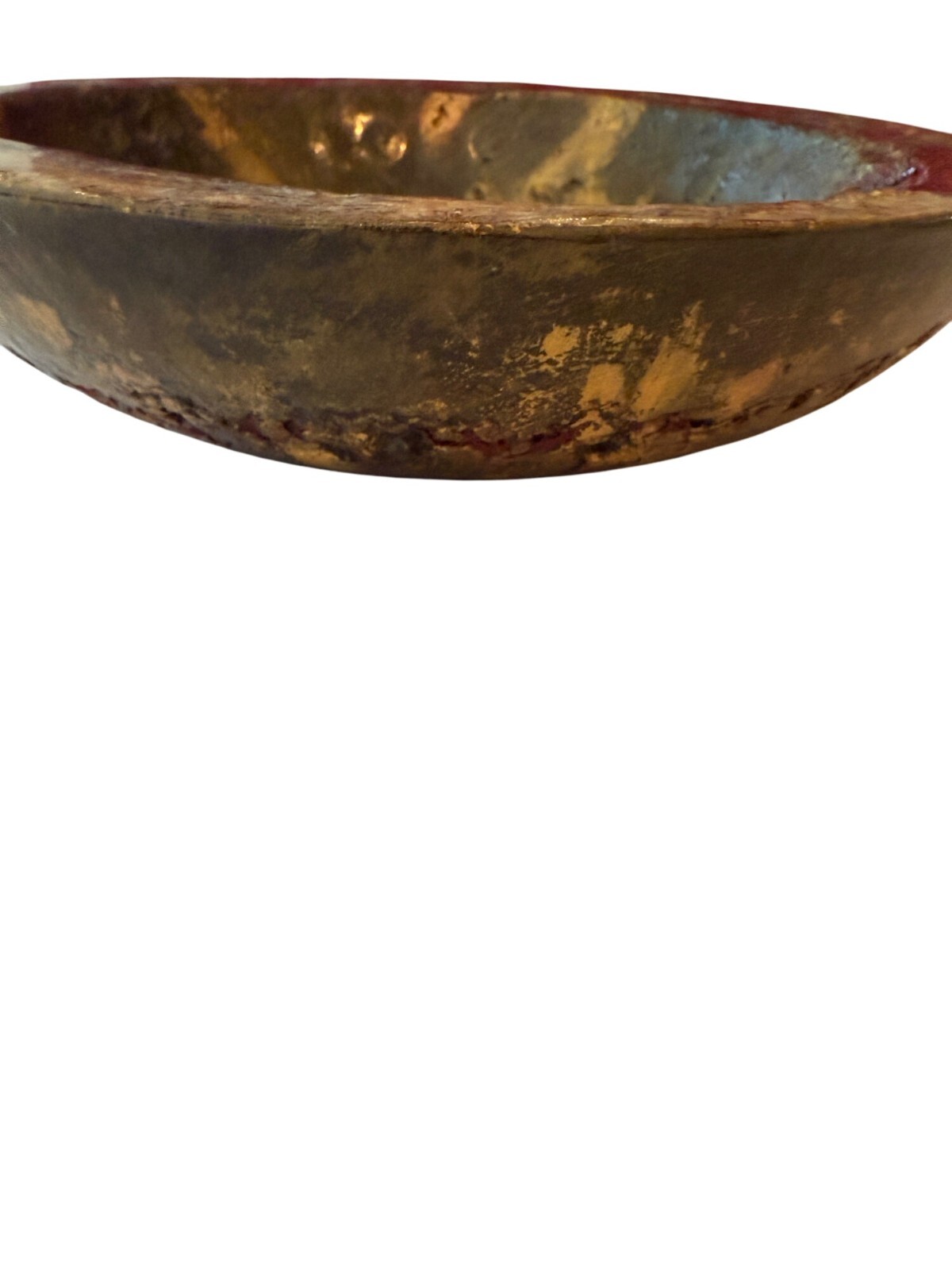 Rustic Hand-Painted Decorative Bowl 10’” Diameter (Heavy Unknown Material)