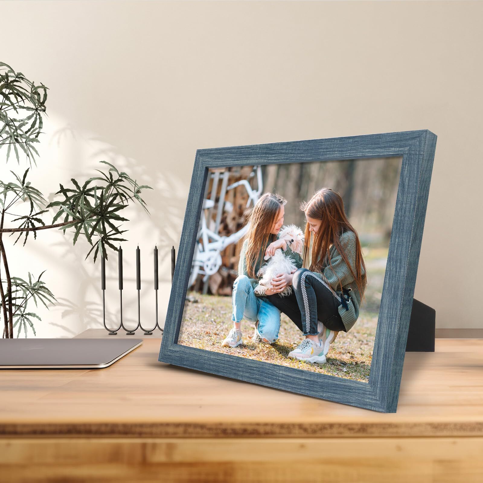 8.5×11 Picture Frame Glass Tabletop Wall Horizontal Vertical Display Blue 3 Pack