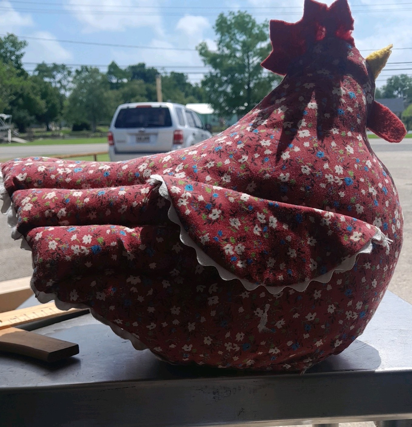 Vintage Handmade Primitive Rooster Decor Stuffed Fabric Doorstop SEE PICTURES