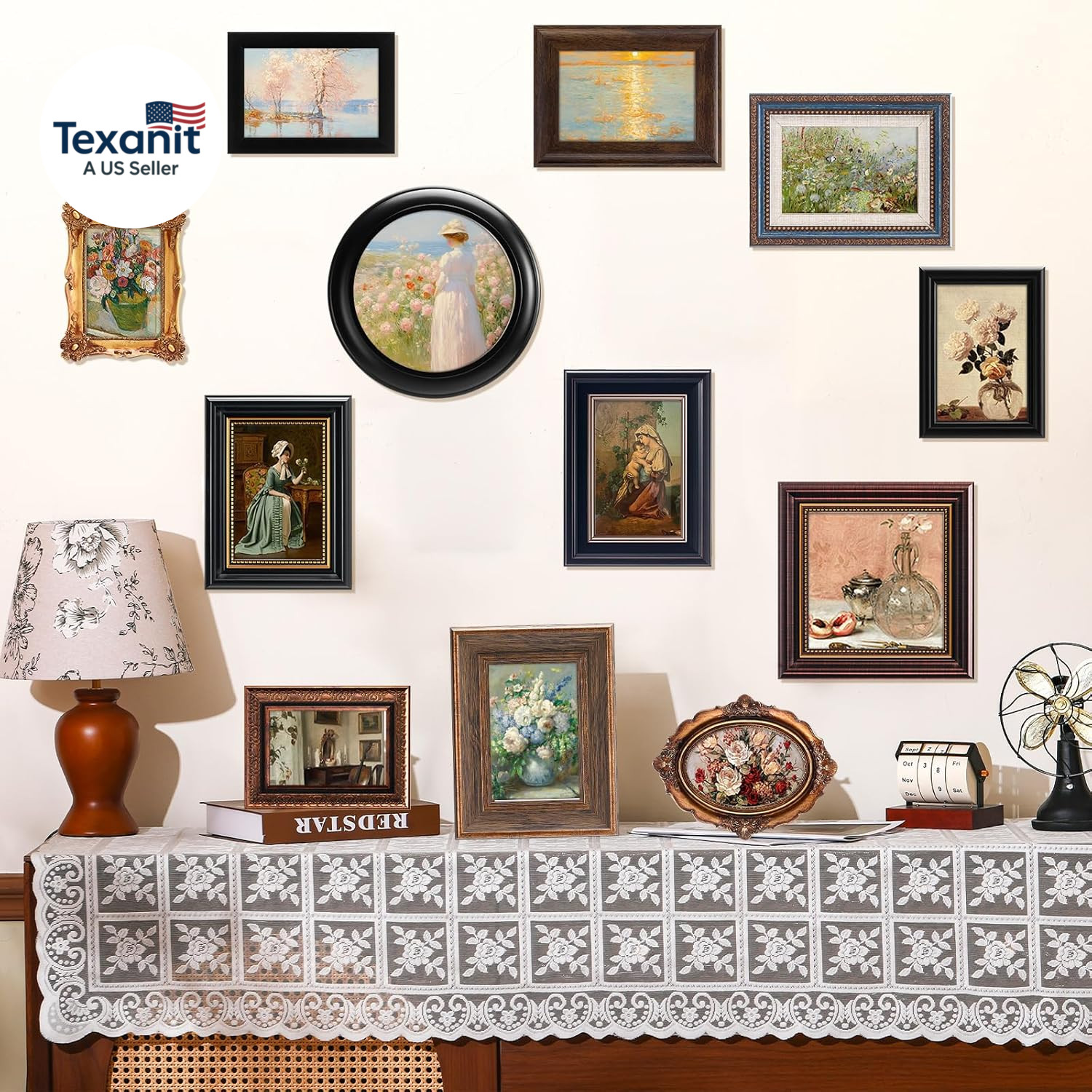 12 Pcs Vintage Picture Frames for Wall or Tabletop Display Ornate French Country