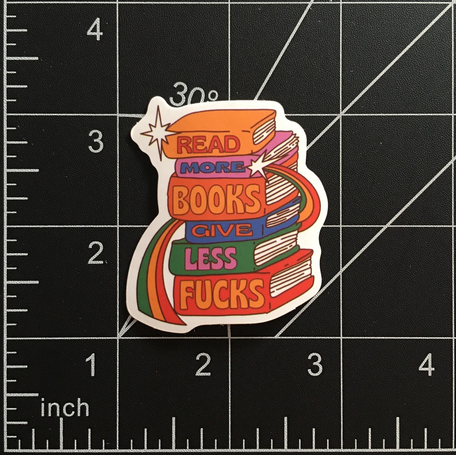 Read More Books Give Less F*cks Vinyl Sticker Funny Saying Rainbow Stars Durable