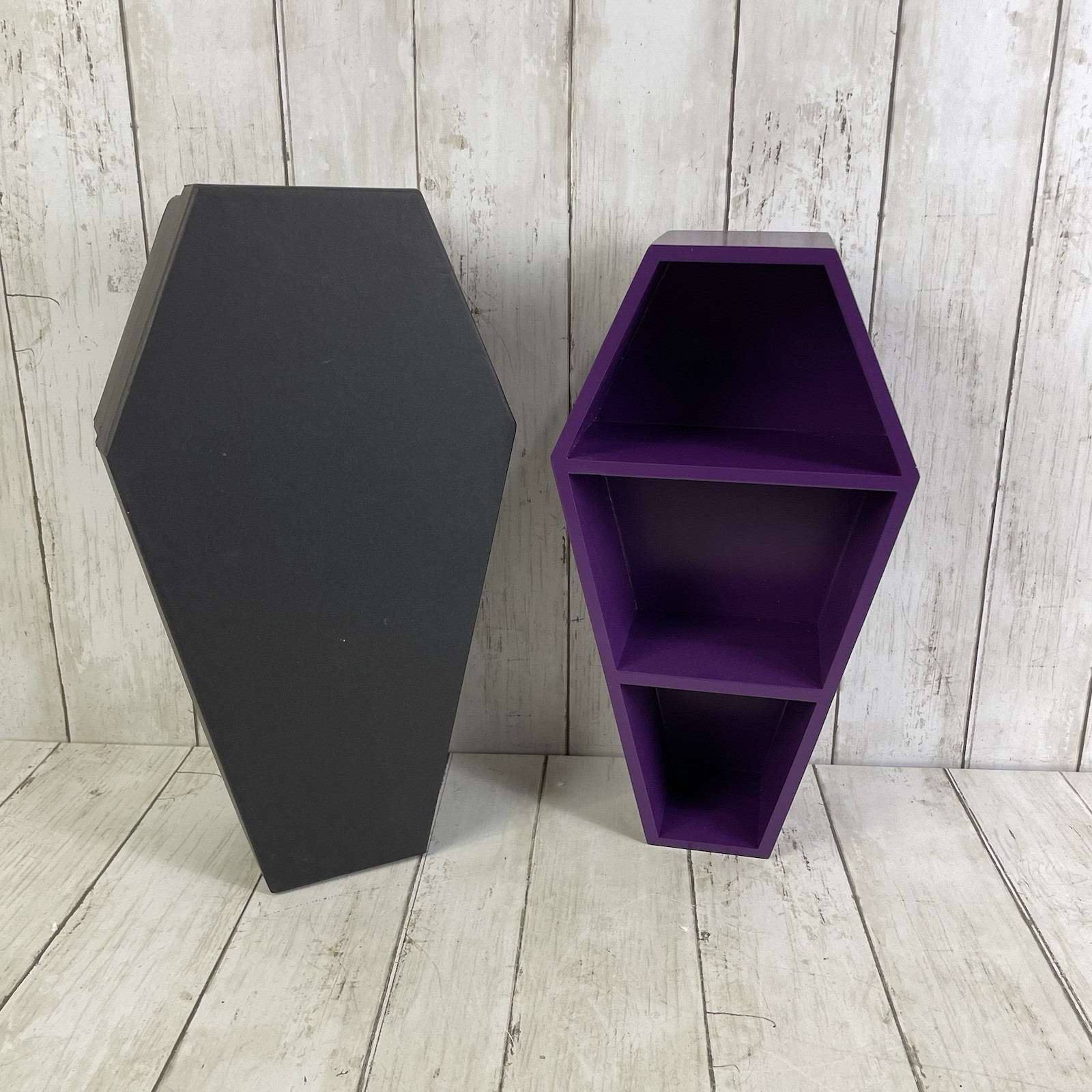 Purple Coffin Wooden Wall Hanging Or Tabletop Shelf Trinket Gothic – New In Box