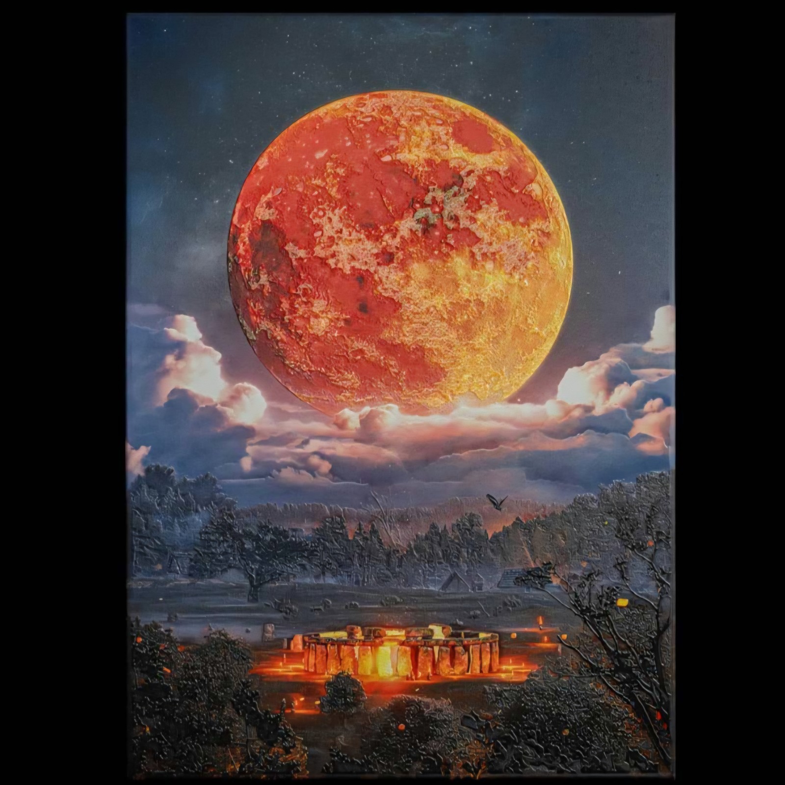 Limited Edition Displate Blood Moon Glows in the Dark Black Light 3D Effect!