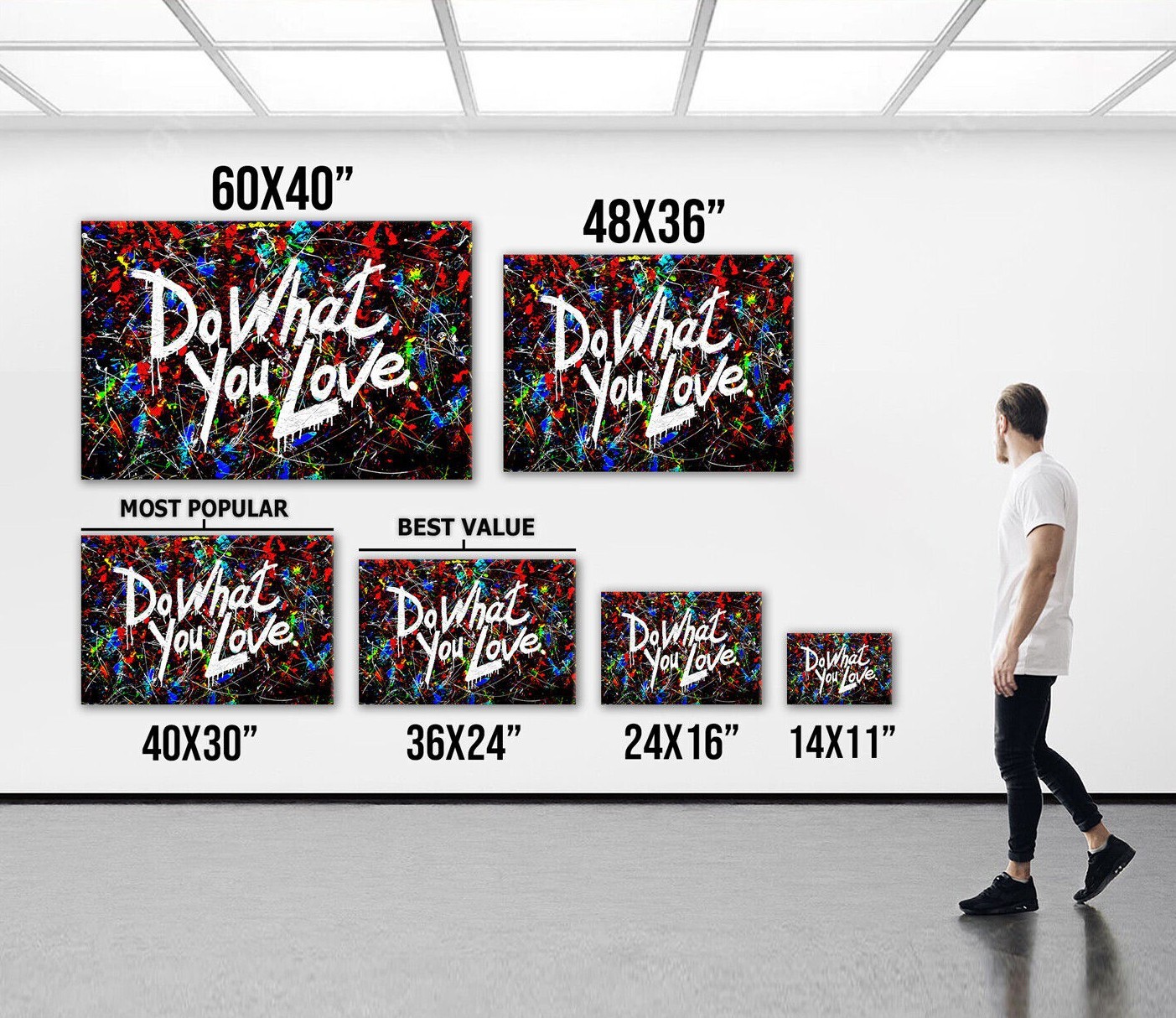 Colorful Abstract Canvas Wall Art BANKSY Do What You Love CANVAS Graffiti Print