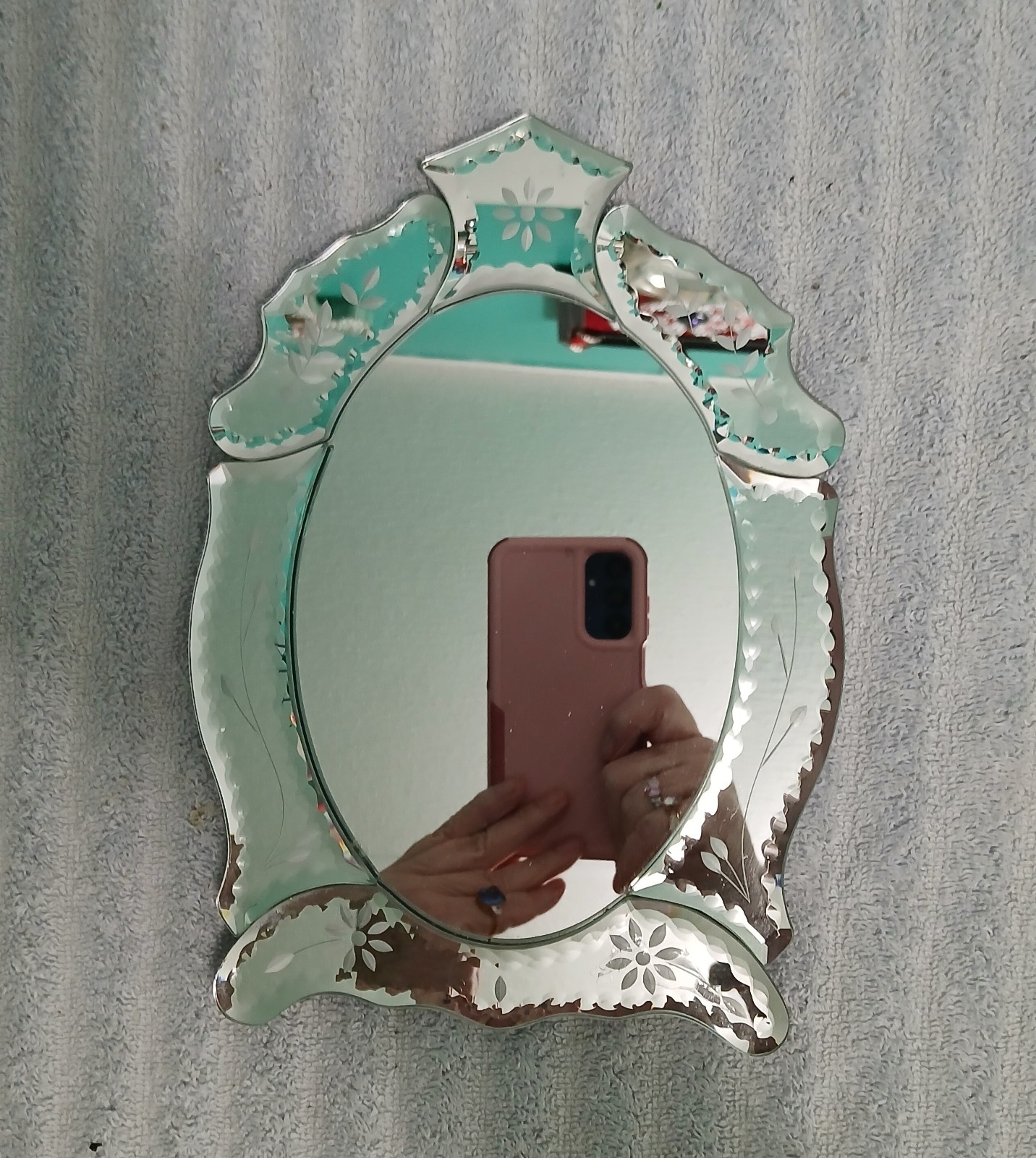 Venetian Style Wall or Desk Vanity Etched mirror