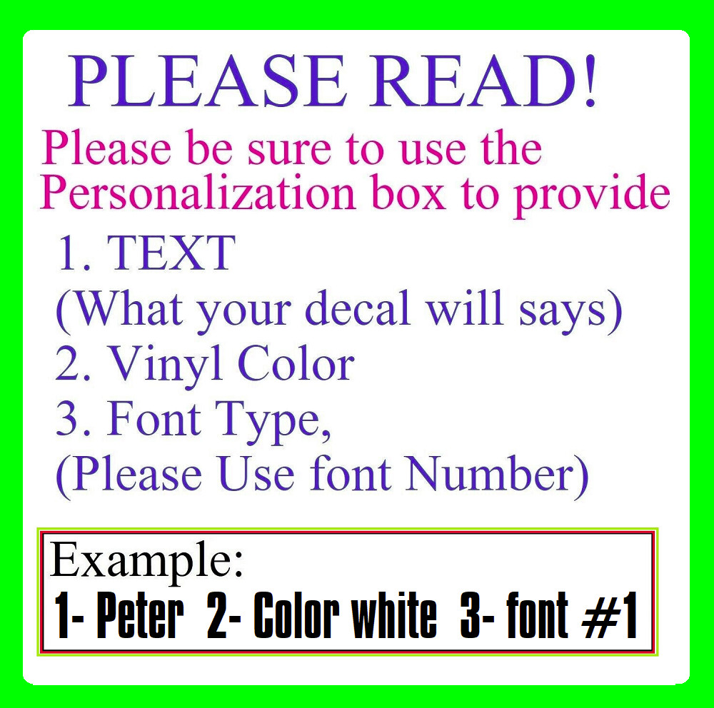 Custom Text Vinyl Lettering Sticker Decal Personalized – ANY TEXT ANY NAME {c18
