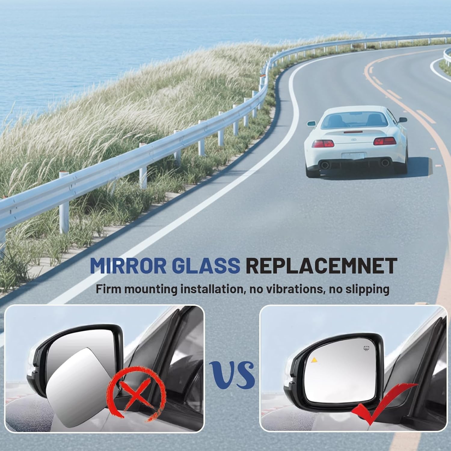 Driver Left Side Mirror Glass – Compatible with Jeep Vehicles – Compass 2017-…