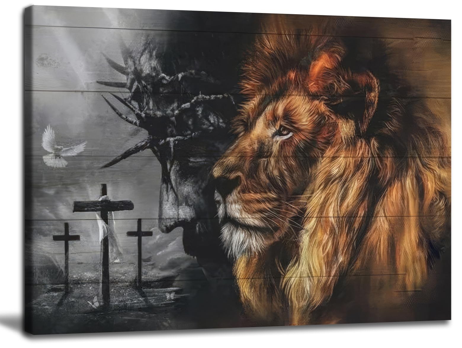 Jesus and Lion Canvas Wall Art Christian God Wall Decor Judas and Lion Cross …