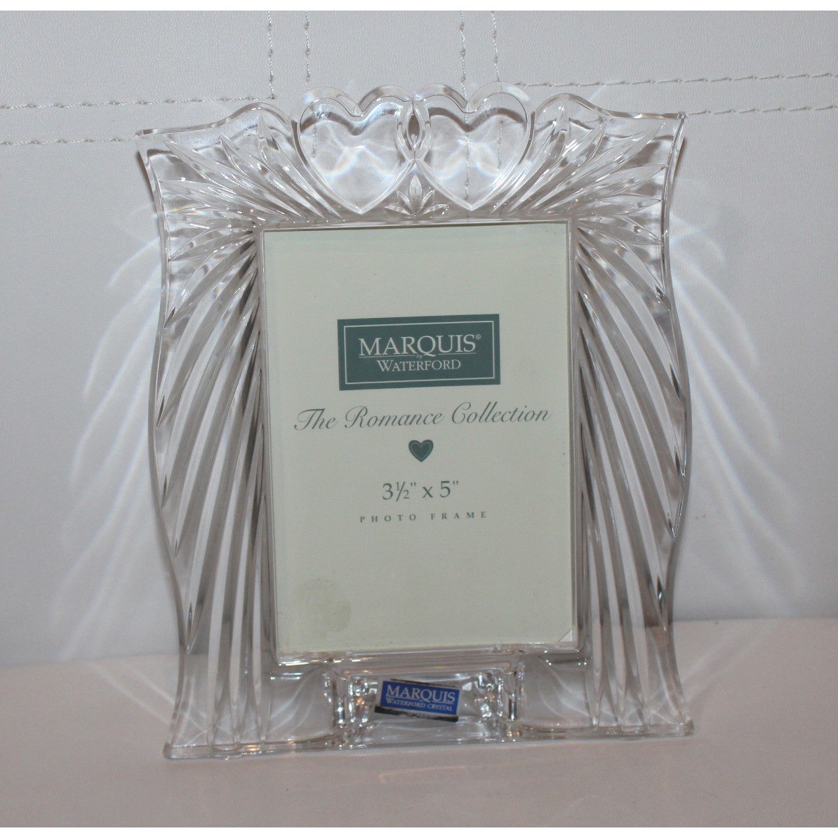 Marquis by Waterford 3.5×5 lead crystal photo frame romance double heart 107826
