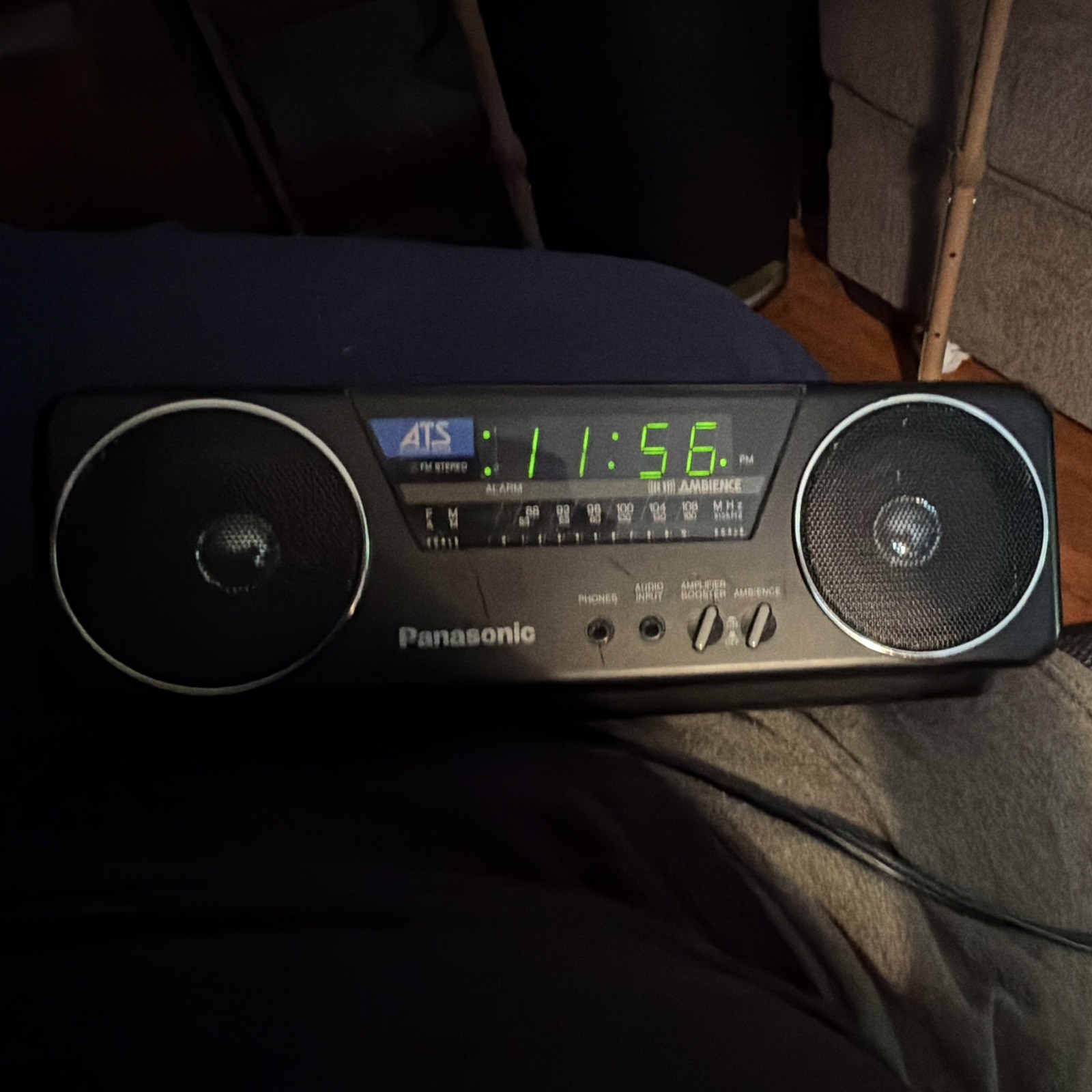 Panasonic Digital AM/FM Clock Radio, Black Rectangular Bedroom Alarm Clock
