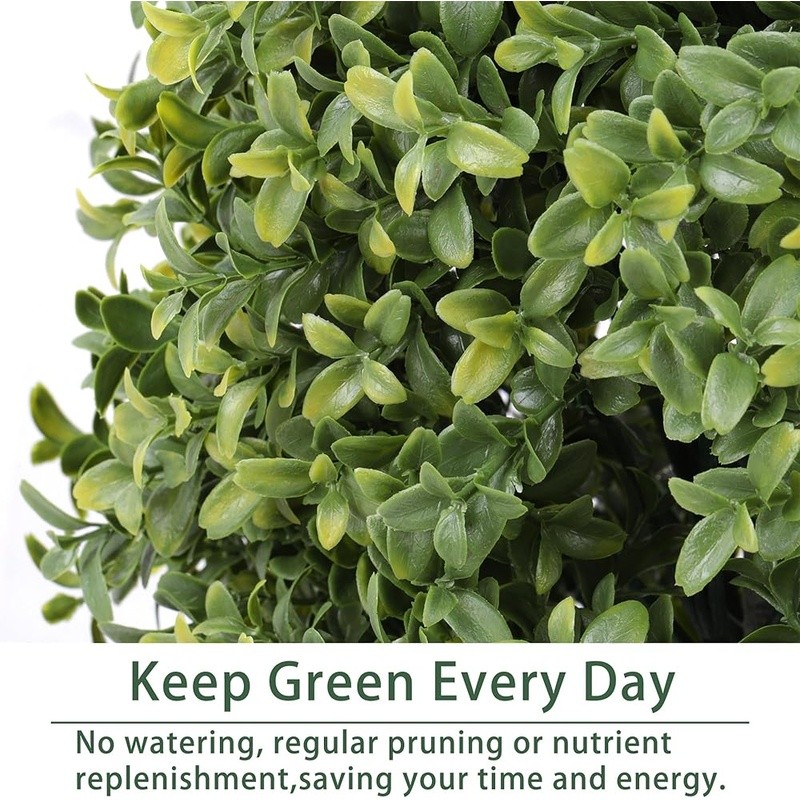 Artificial Boxwood Topiary Tree Easy Care Indoor Outdoor Faux Green Plant Decor