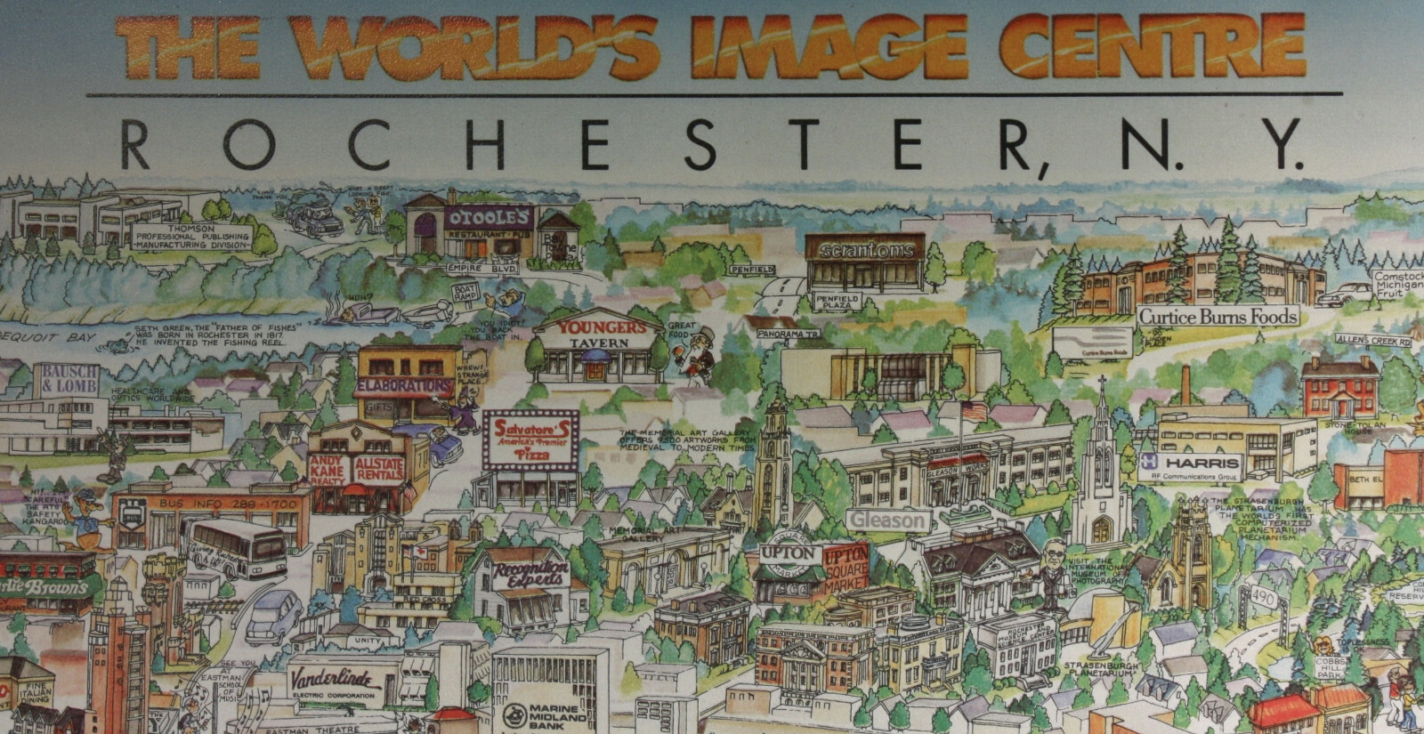 Vintage 1992 Rochester NY Map Poster, Art Print, Tom Dodds, Perfect for Framing