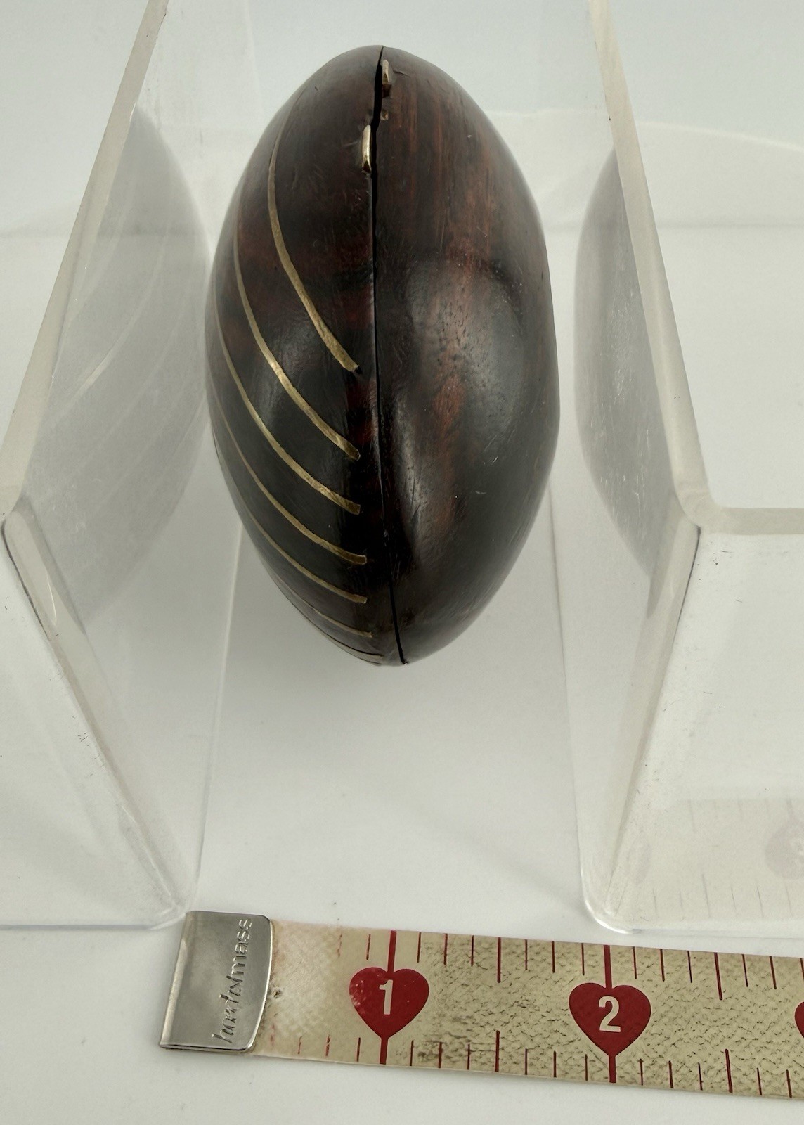 Mid Century Modern Rosewood Brass Inlay Clam Shell Trinket Box Paul Evans Style
