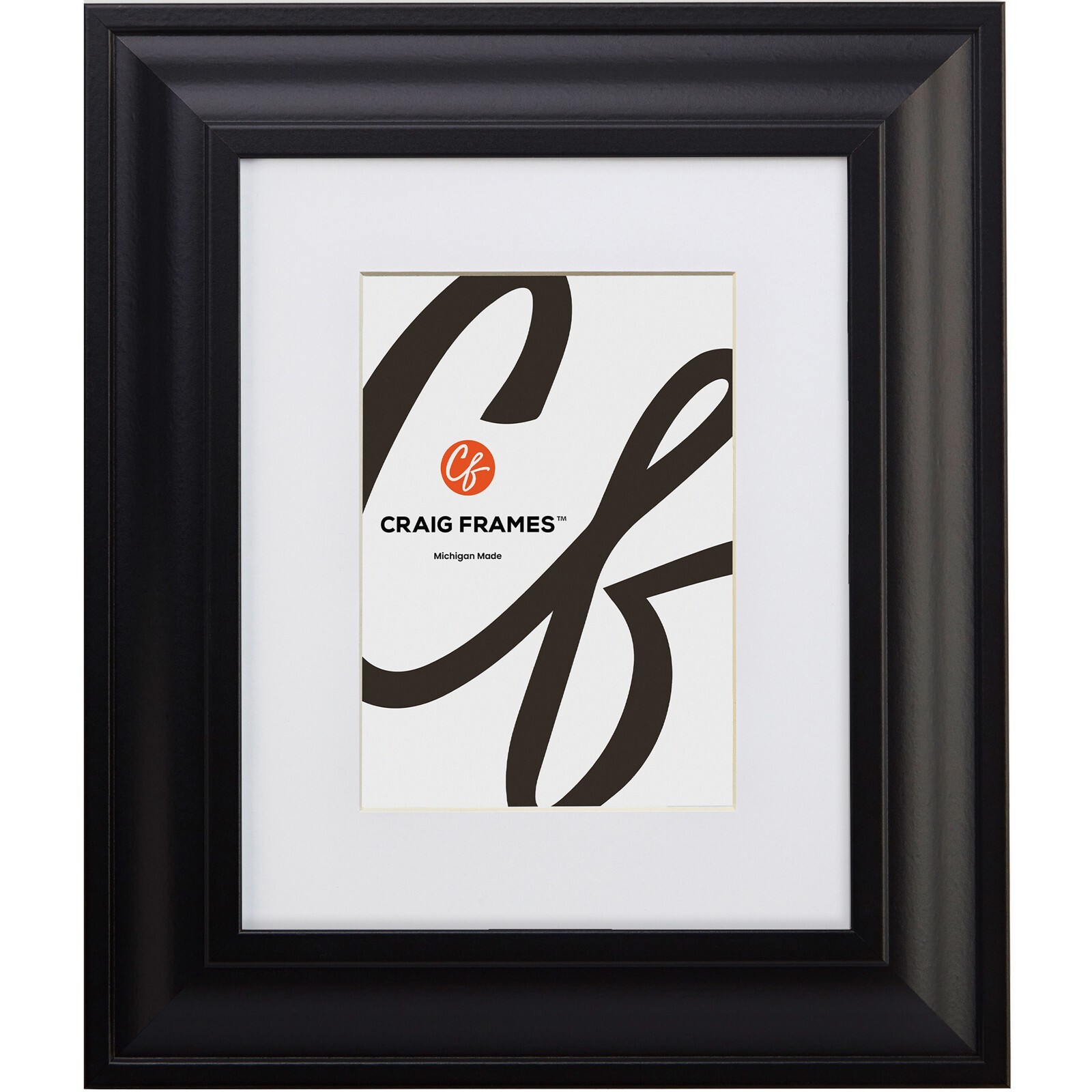 Contemporary Upscale, 2 Inch Wide Satin Black Picture Frame With White Mat