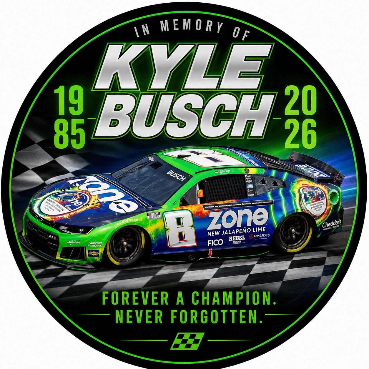 New Kyle Busch Memorial 3” HD Vinyl Sticker Racing NASCAR Tribute No 8