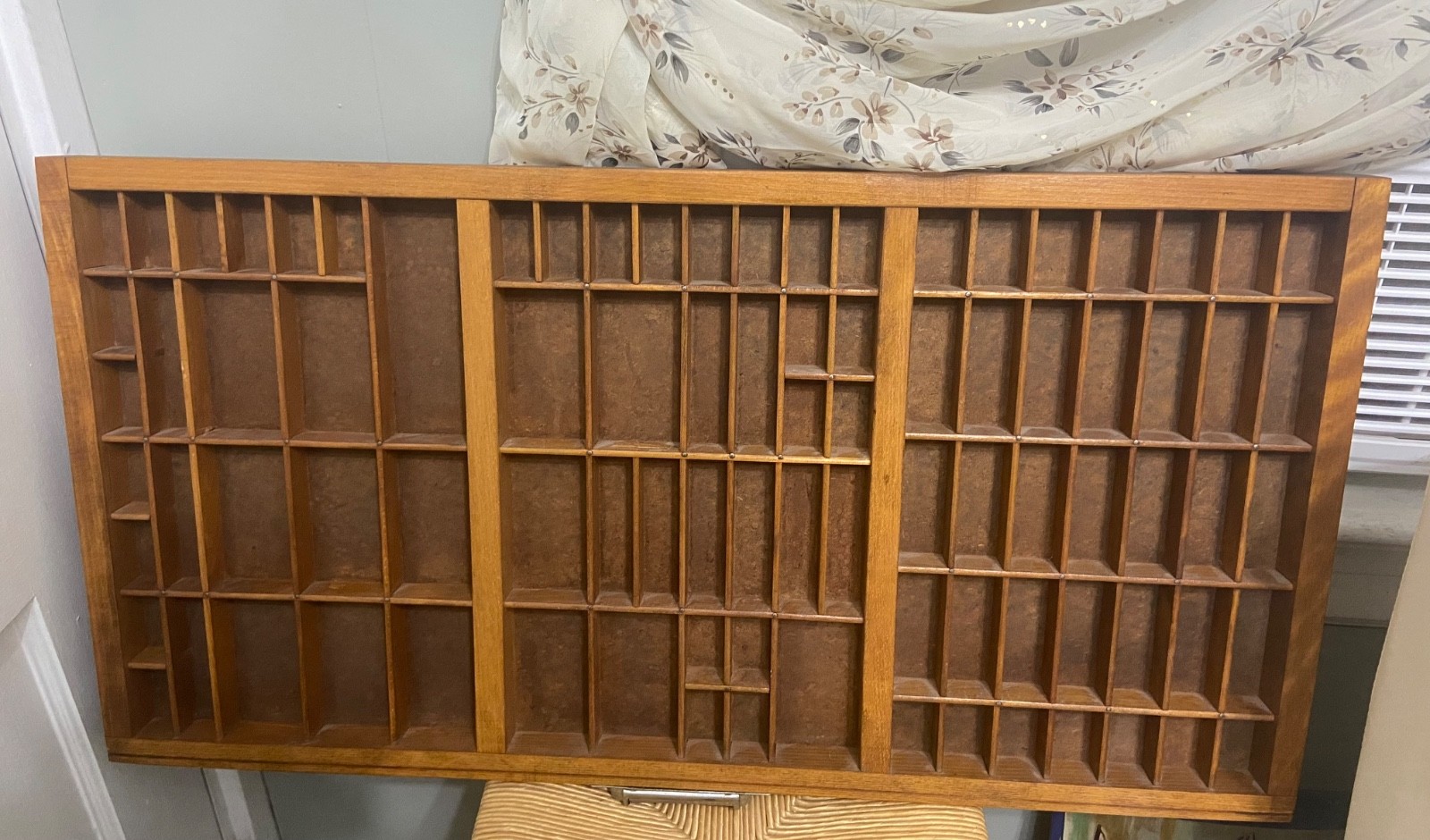 Wooden Letterpress Box display Case for small Treasures 32” x 16” Ready to Hang