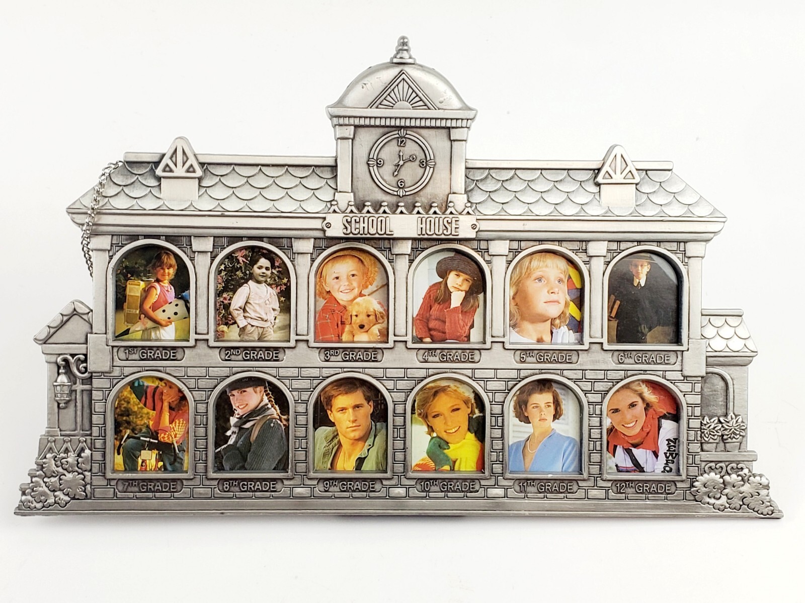 Multi Photo Silver Metal Ornate Picture Frame School House-1.5 x 1.5″ Photos-12