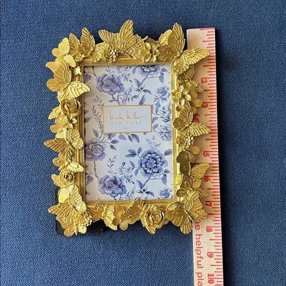 Nicole Miller Butterfly 4 x 6 Photo Frame Vertical Horizontal Gold Resin Gift