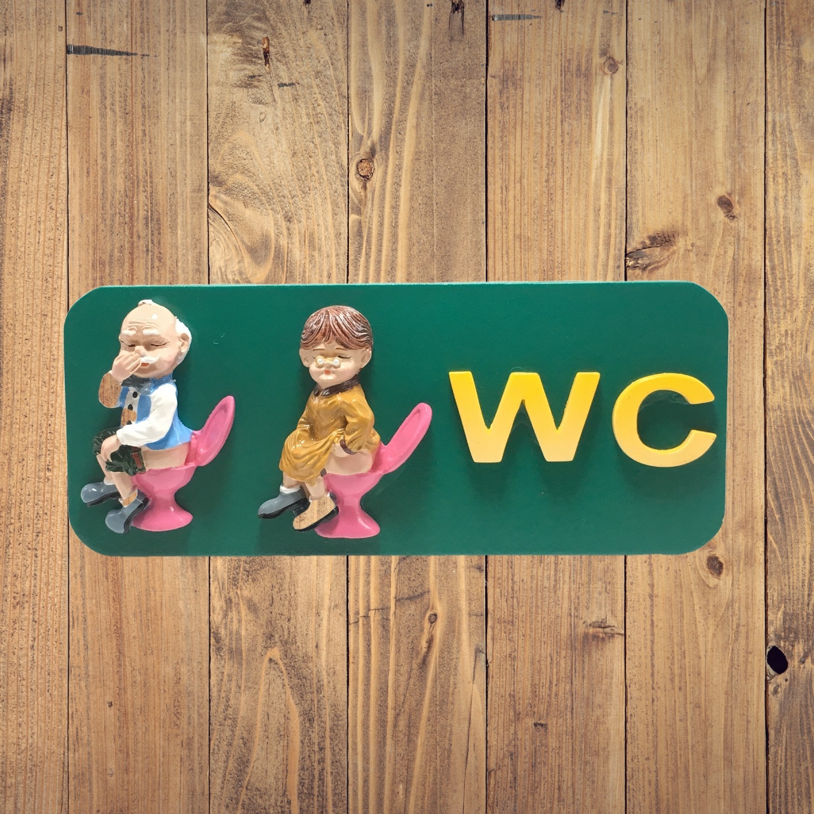 Toilet Sign Joking Funny Cartoon Unisex male and female Door Hanging Decor