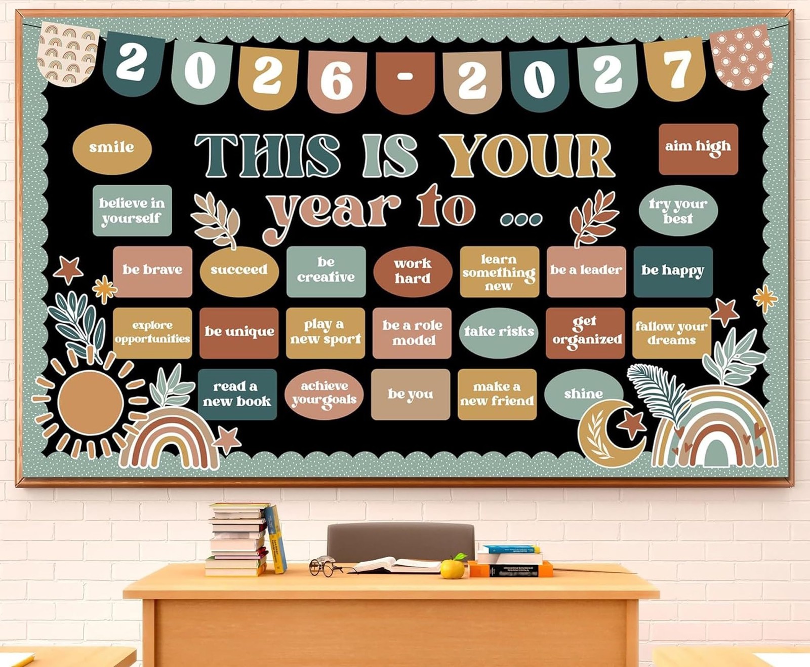 Classroom Bulletin Board Set Boho Motivational This is Your Year Decoration R…