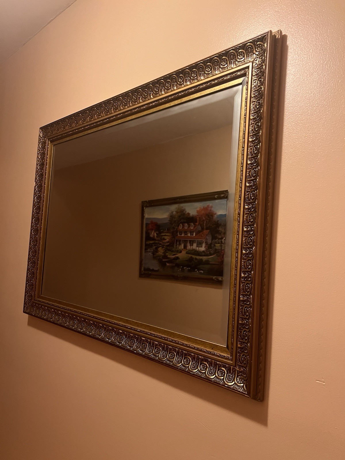 Gold Framed Square Wall Mounted Mirror, Horizontal, 30×41 in, Adults