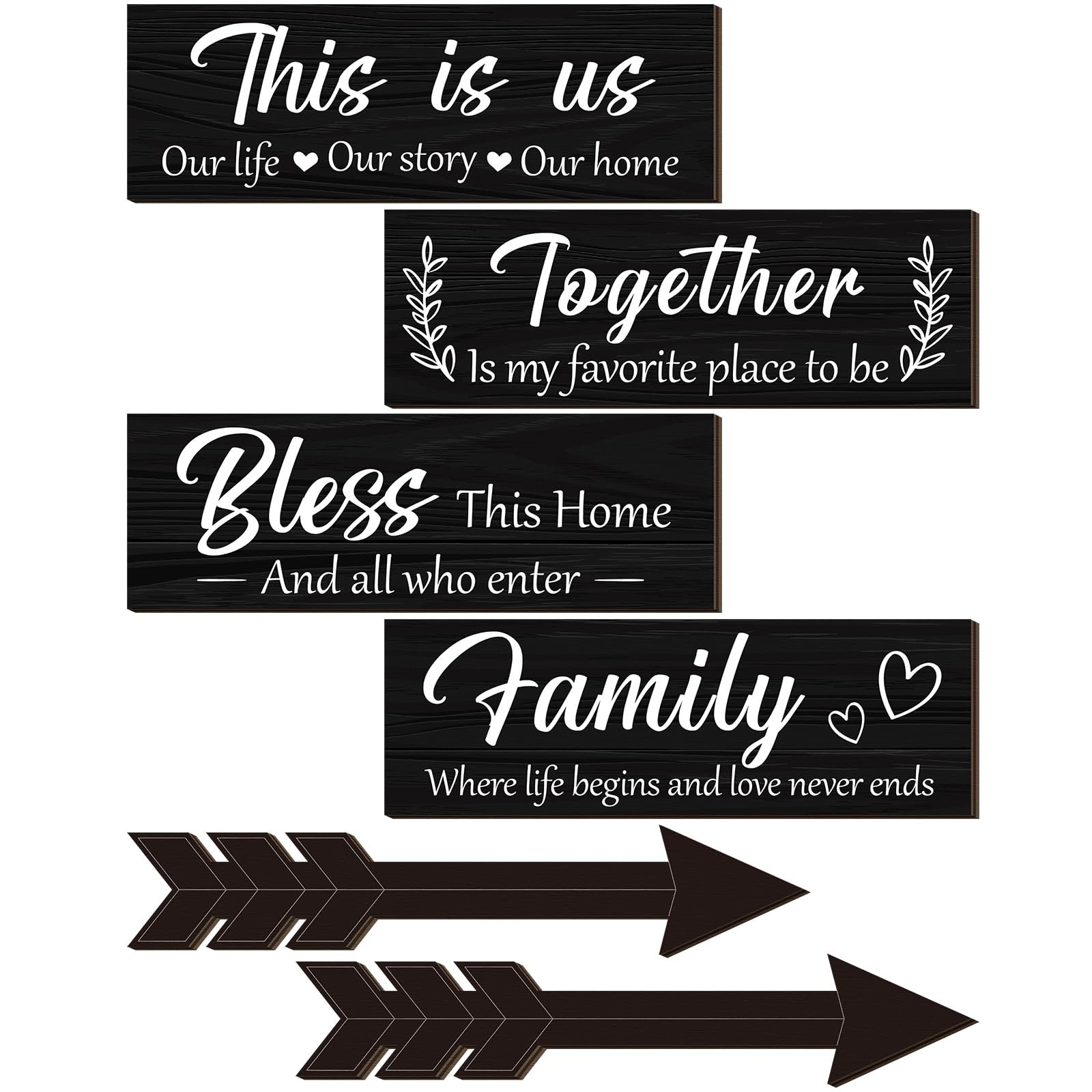 6 Pcs Home Wall Decor Signs This Is Together Bless Family Rustic Wooden Wall …