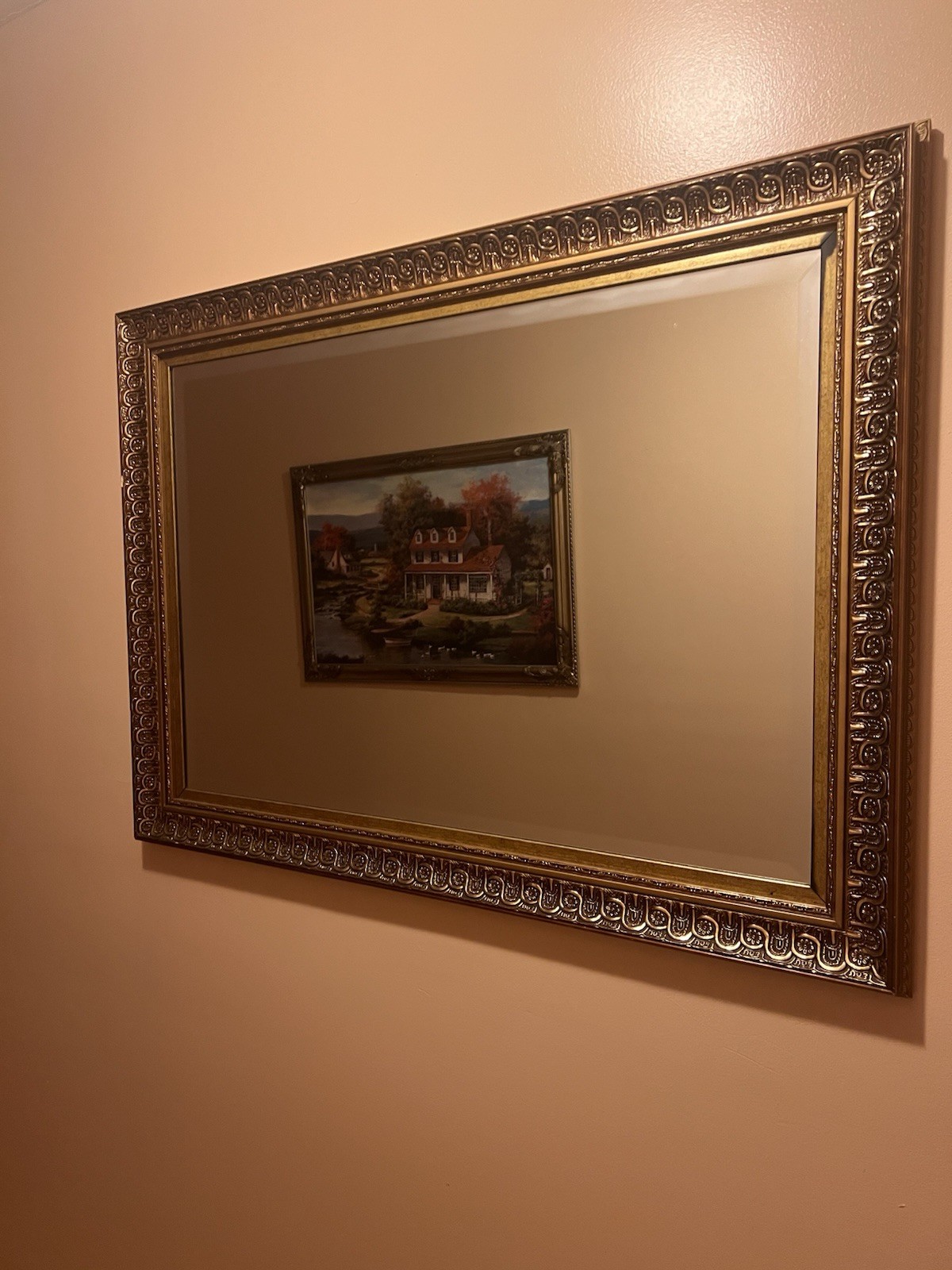 Gold Framed Square Wall Mounted Mirror, Horizontal, 30×41 in, Adults