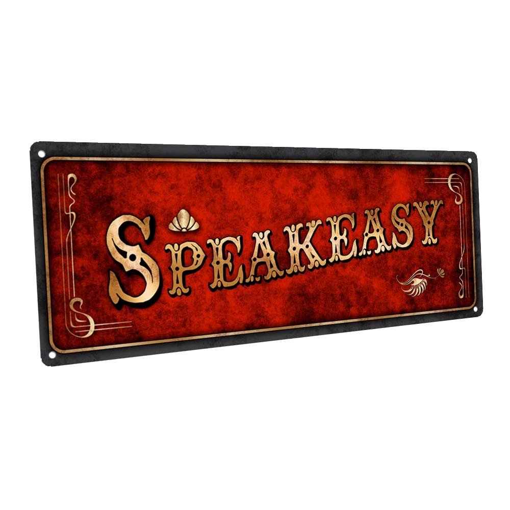 Red Speakeasy Metal Sign; Wall Decor for Home and Office