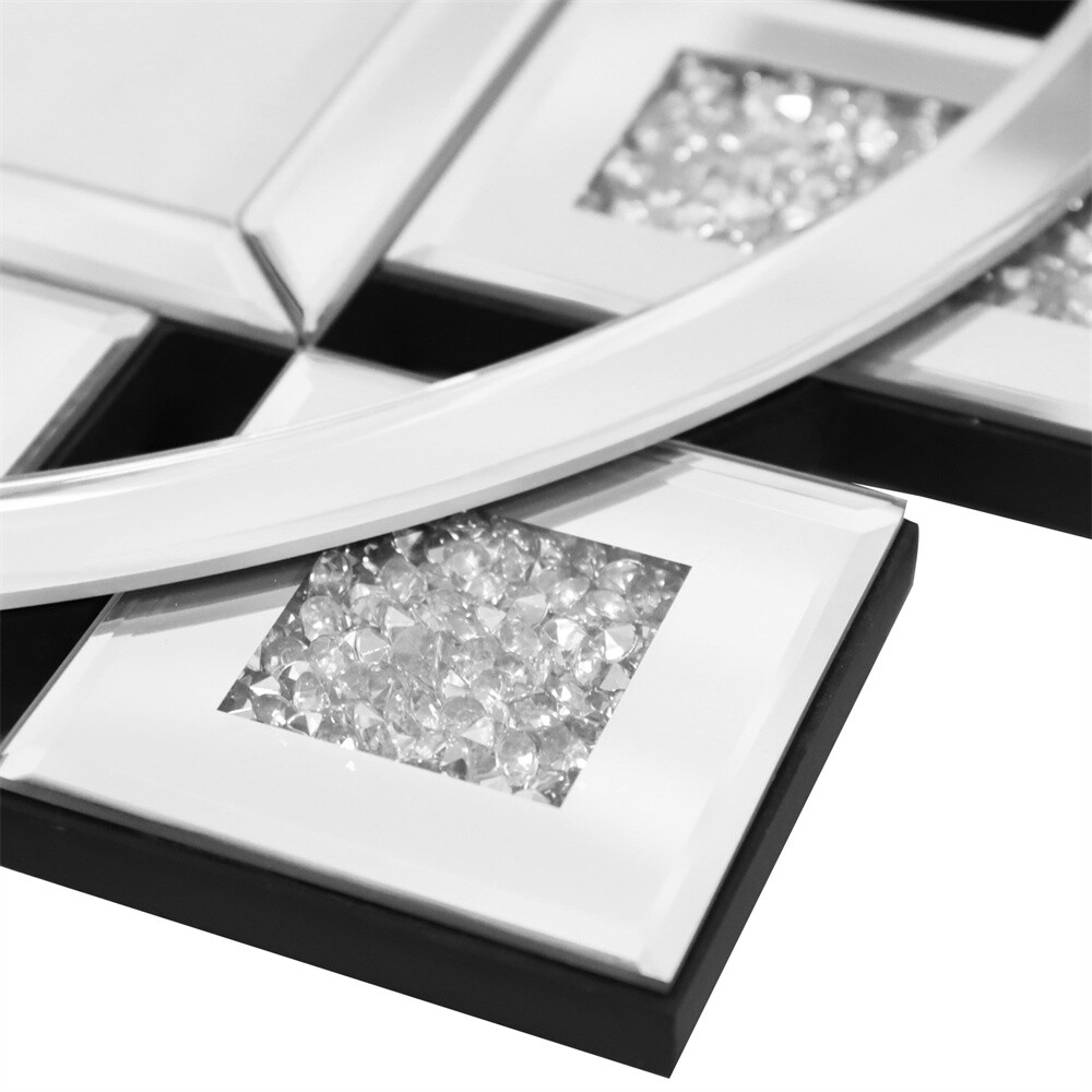 Irregular Sparkle Wall Decor Mirror Clock Beveled Crystal Diamond Finish 2 Color