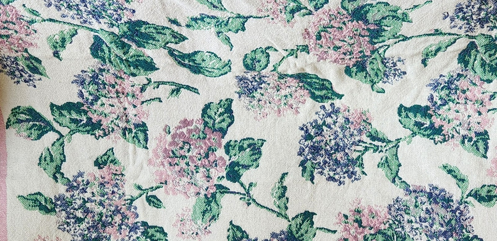 80s Fieldcrest Pink/Purple Hydrangea Reversible Throw Blanket Fringe 46×68 Rare