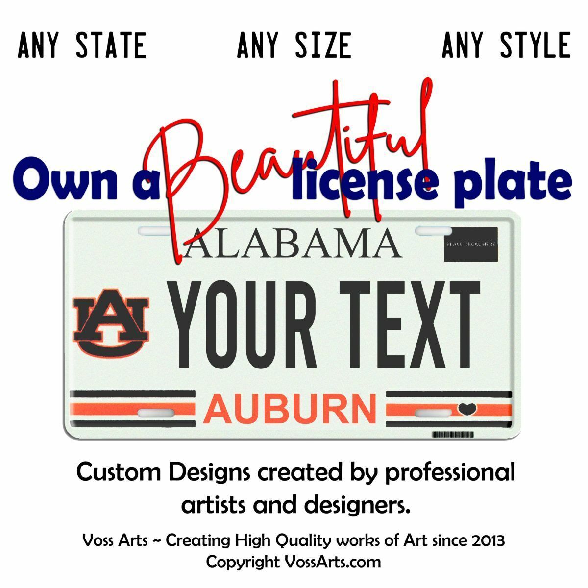 Alabama License Plate AUBURN University Tag Car Motorcycle Bike Keychain Tag