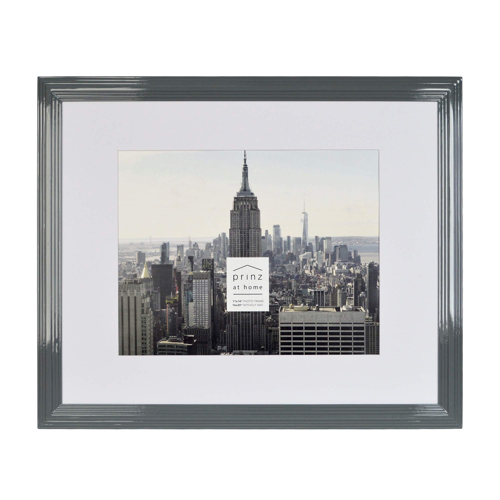 PRINZ Midtown High Gloss 18×22″ Molded Modern Frame, Gray 11×14″ photo