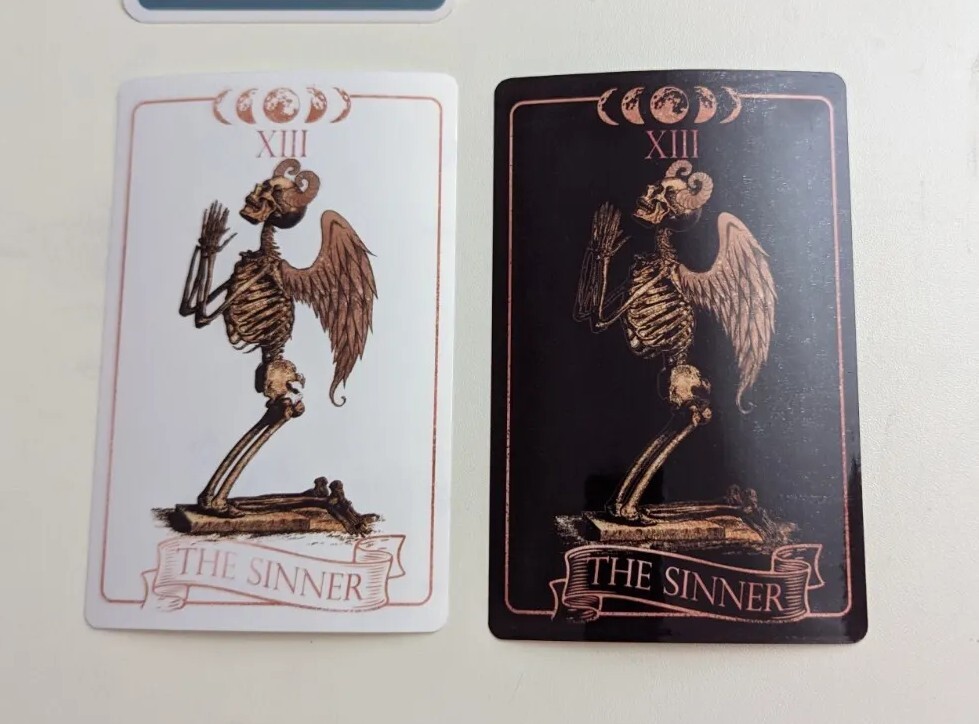 THE SINNER tarot ‘card’ die-cut printed vinyl sticker black or white