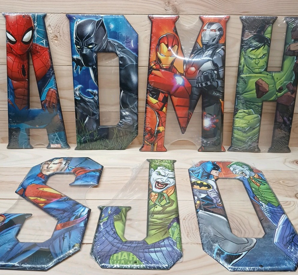 Super Hero Marvel & DC Metal Letter Lot Of 7 All Brand New Sealed. Fast Shipping