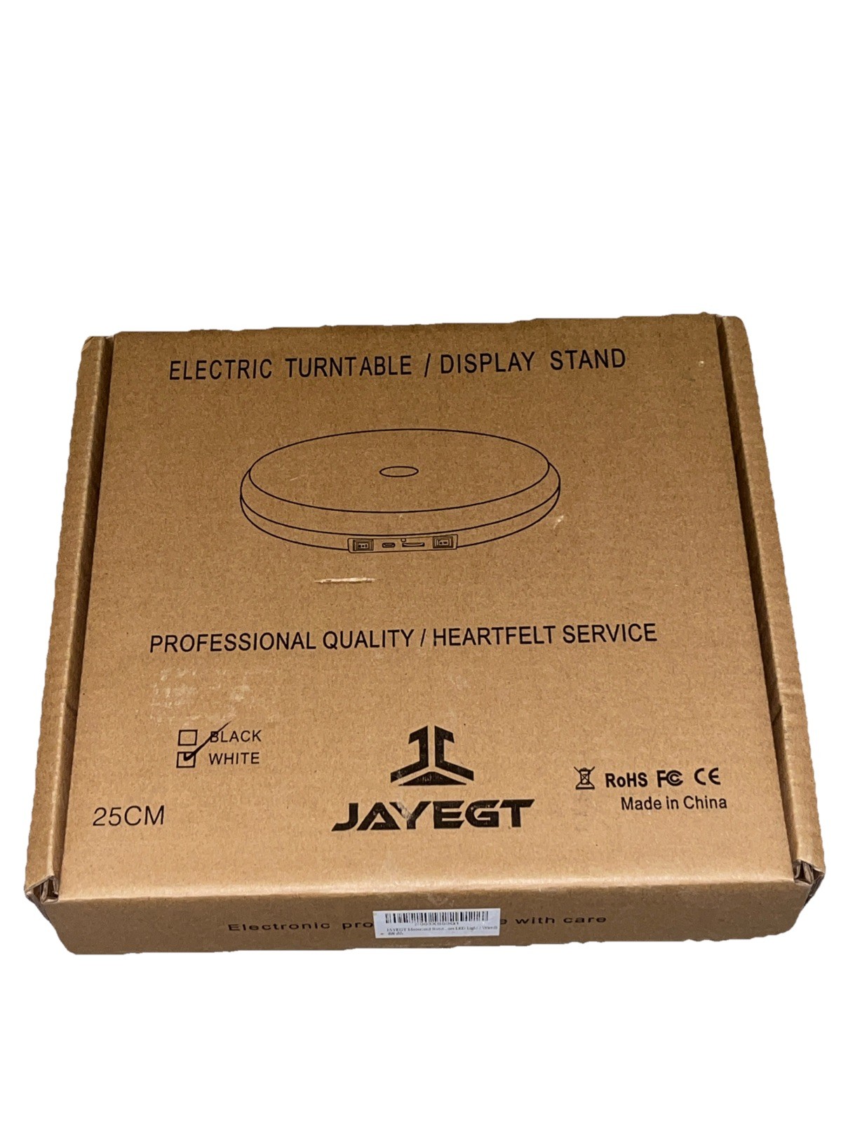 JAYEGT 9.8″ ELECTRIC DISPLAY TURNTABLE STAND WITH REMOTE WHITE