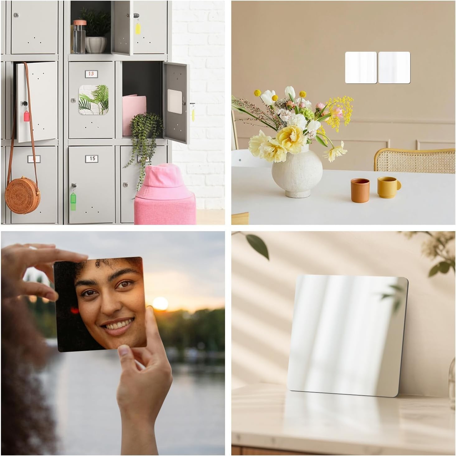 Lightweight Self-Adhesive Acrylic Mirrors – 2 Pack, Ideal for Any Room, 6×6 inch