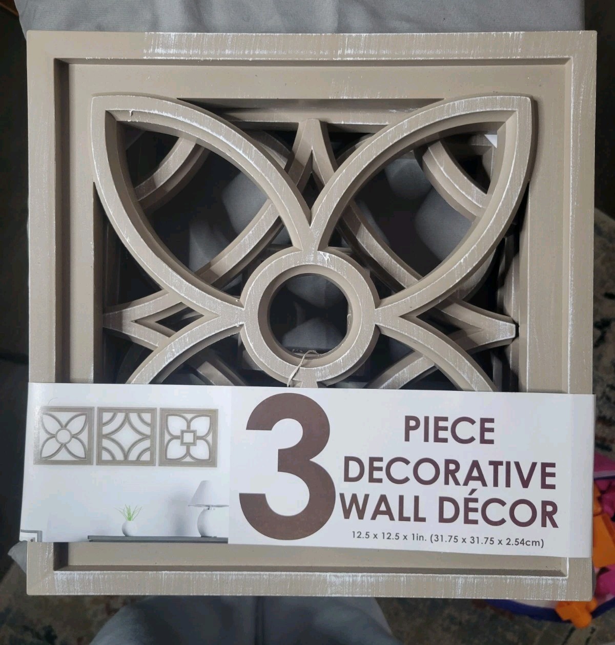 Sign of the Times 3 Piece Decorative Wall Decor Set Taupe Distressed 12.5×12.5in