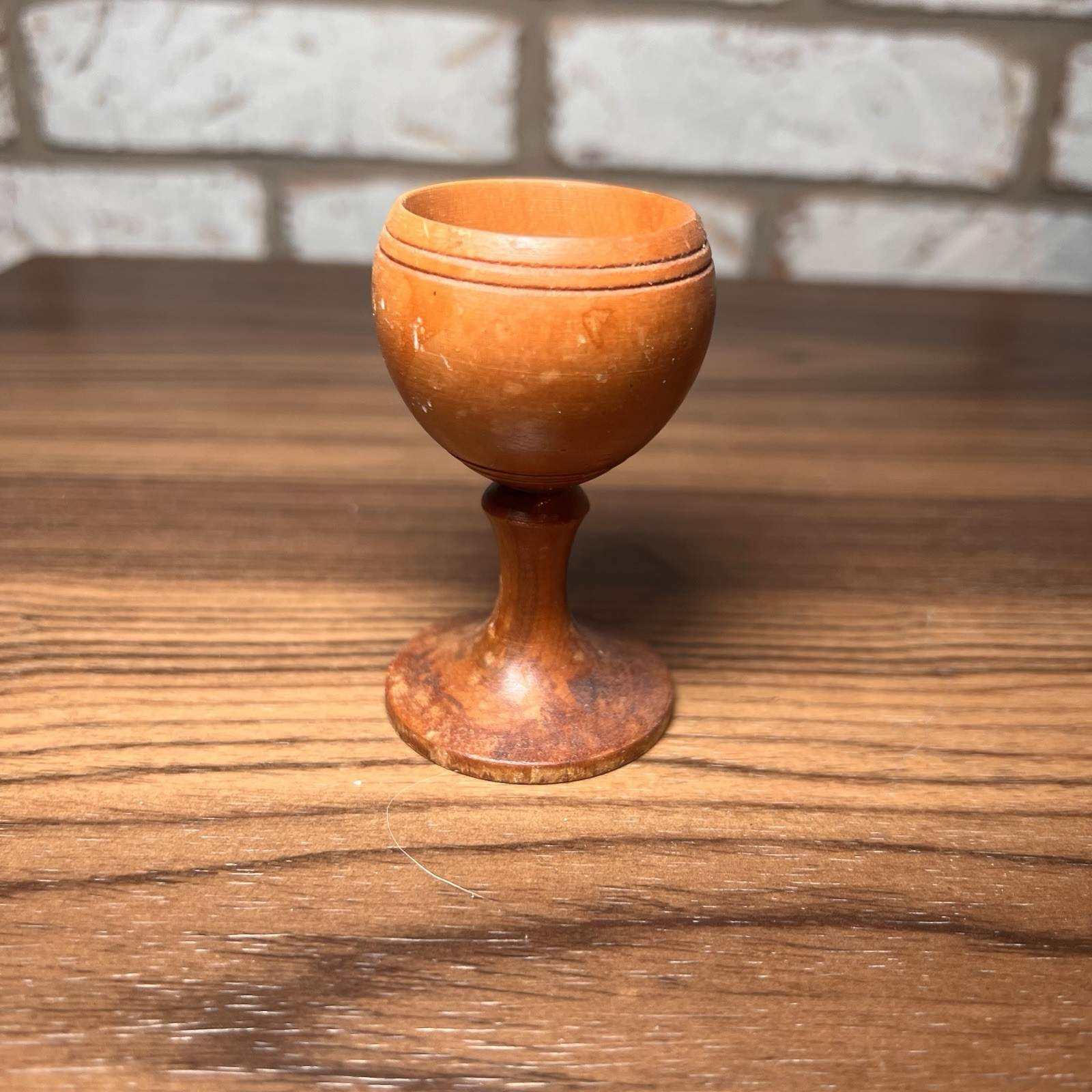 Wooden Goblet Wine Cup, Home Decor Art 2.5” in x 1” Church Miniature Vintage