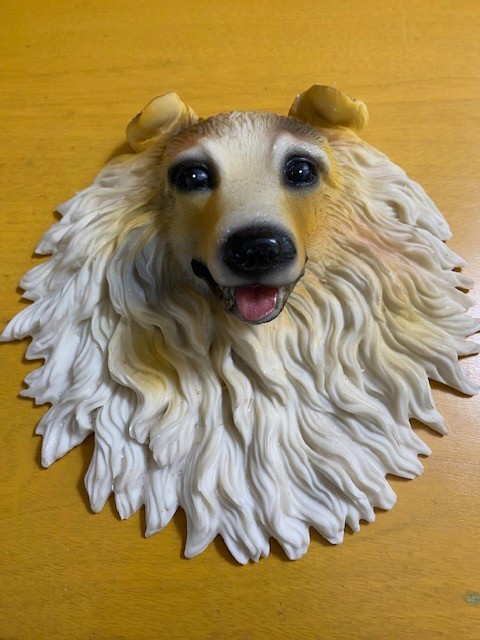 Collie Dog Head Plaque Sculpture Wall Hanging 6.5″ Realistic 3-D Effect Gift