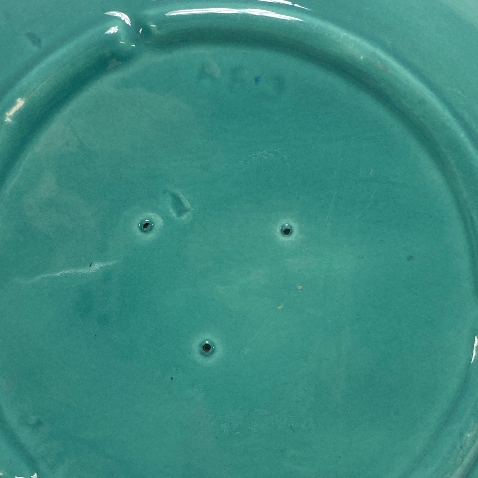 MCM Fenton Art Glass? Teal Ceramic Trinket Serving Dish Planter Vintage Retro