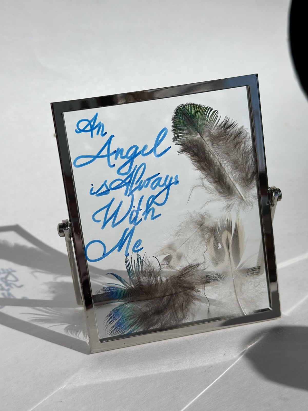 FloutGlass Frames 5×4 Inch, Hanging Double Glass Picture feathers and phrase