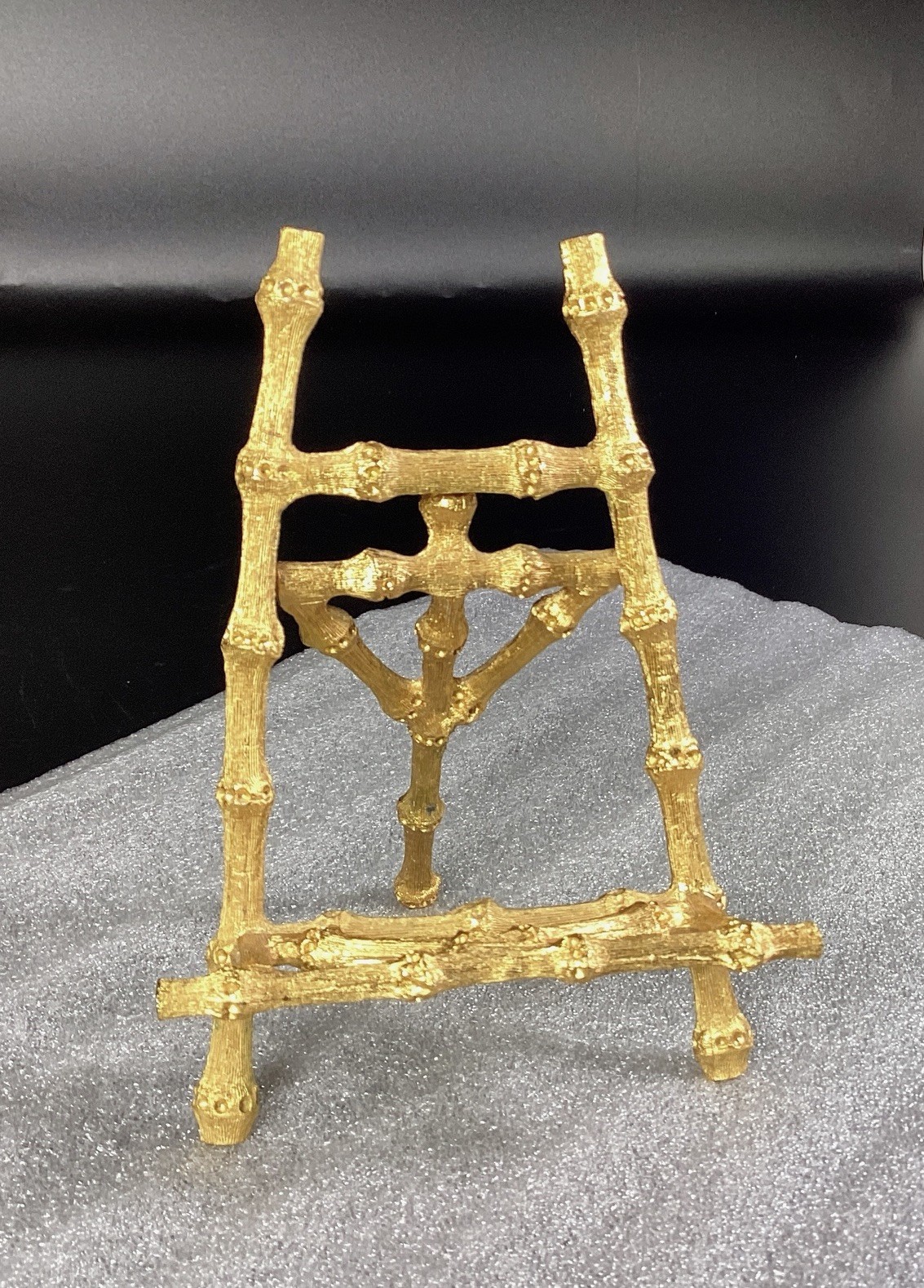 Vintage Gold Ormolu Hollywood Regency Metal Bamboo Easel Display Stand