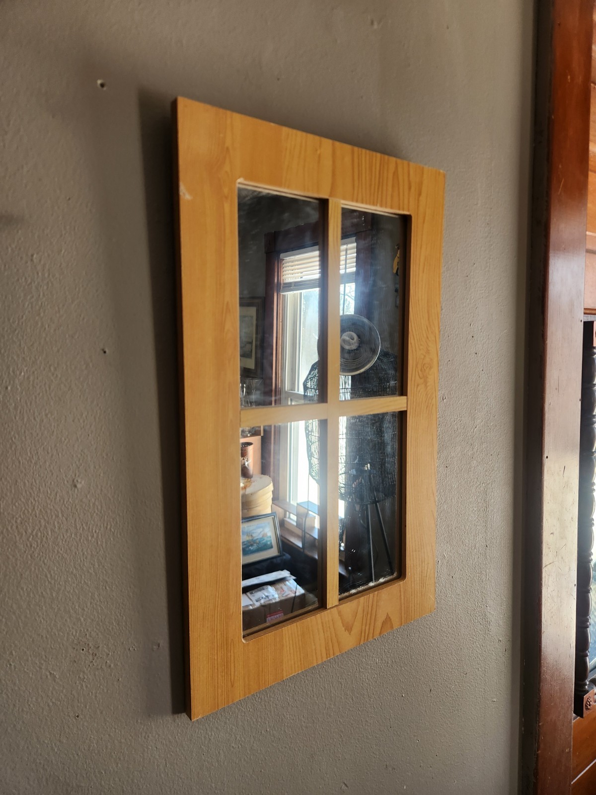4 Paneled Wood Framed Accent Mirror • 19″×12″