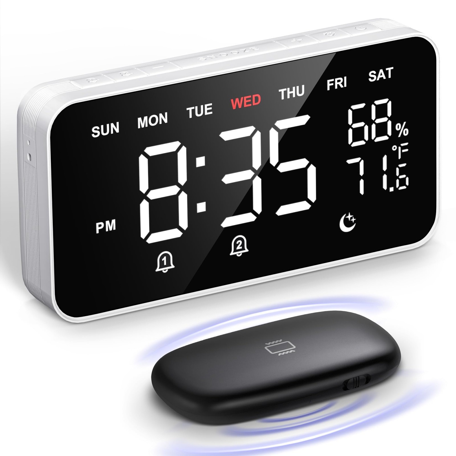 Bed Shaker Loud Alarm Clock for Heavy Sleepers Adults, Vibrating Dual Alarm C…