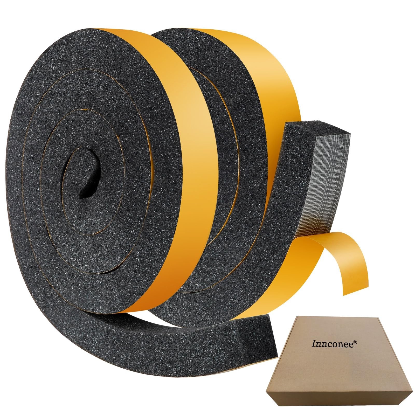 2 Rolls 1-1/2 Inch W x 1-1/2 Inch H Foam Weather Stripping with Adh… Fast Ship