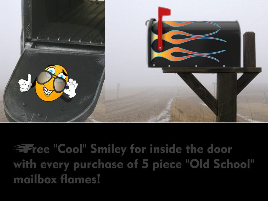 Mailbox decals stickers – Hot Rod Flames – 5pc set – Color: White Hot Fire