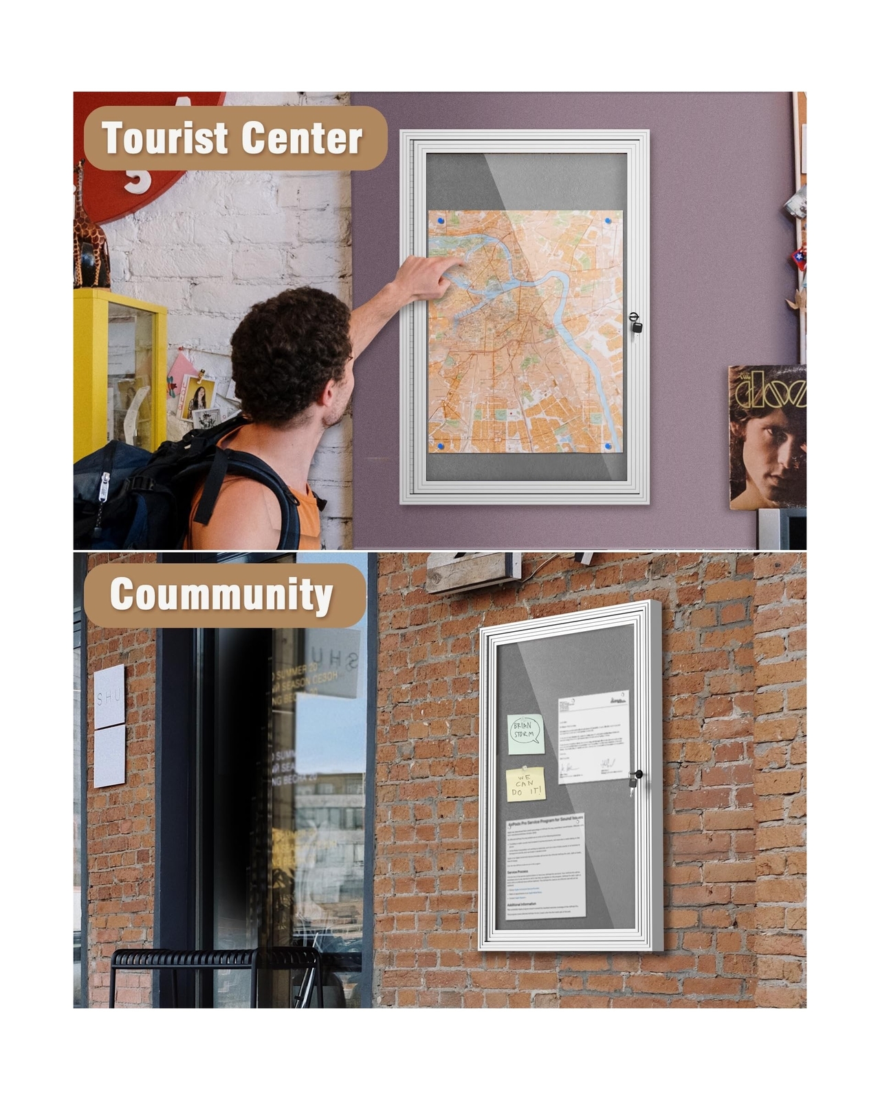 36″x24″ Enclosed Bulletin Board, Outdoor Lockable Weather-Resistant Aluminum …